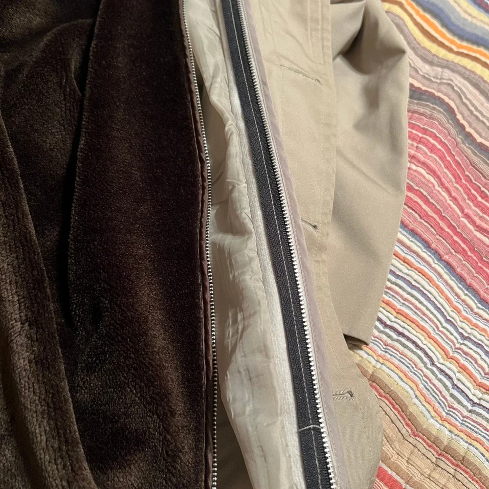 London‎ Fog Towne Mens Trench Coat Beige Long Removable Liner Size 42 LNG
